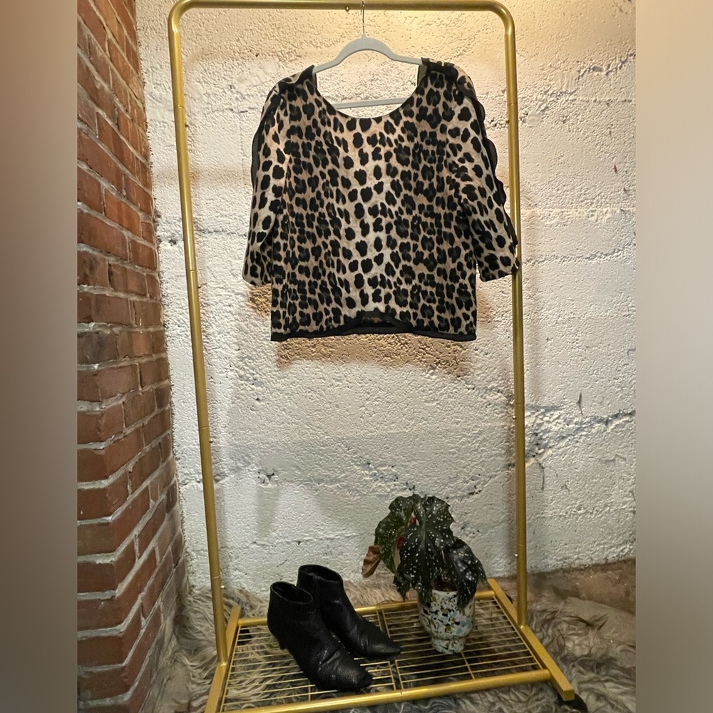 Zara leopard print top with black ruffle detail size M
